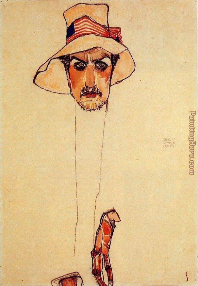 Egon Schiele Portrait of a Man with a Floppy Hat
